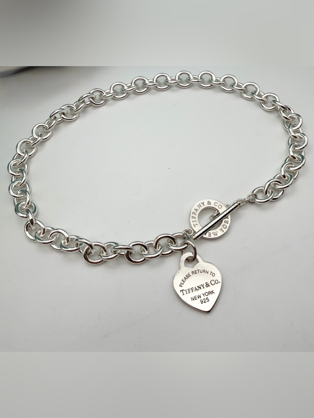 Tiffany & Co. 16” approx Medium heart rtt toggle choker necklace sterling silver